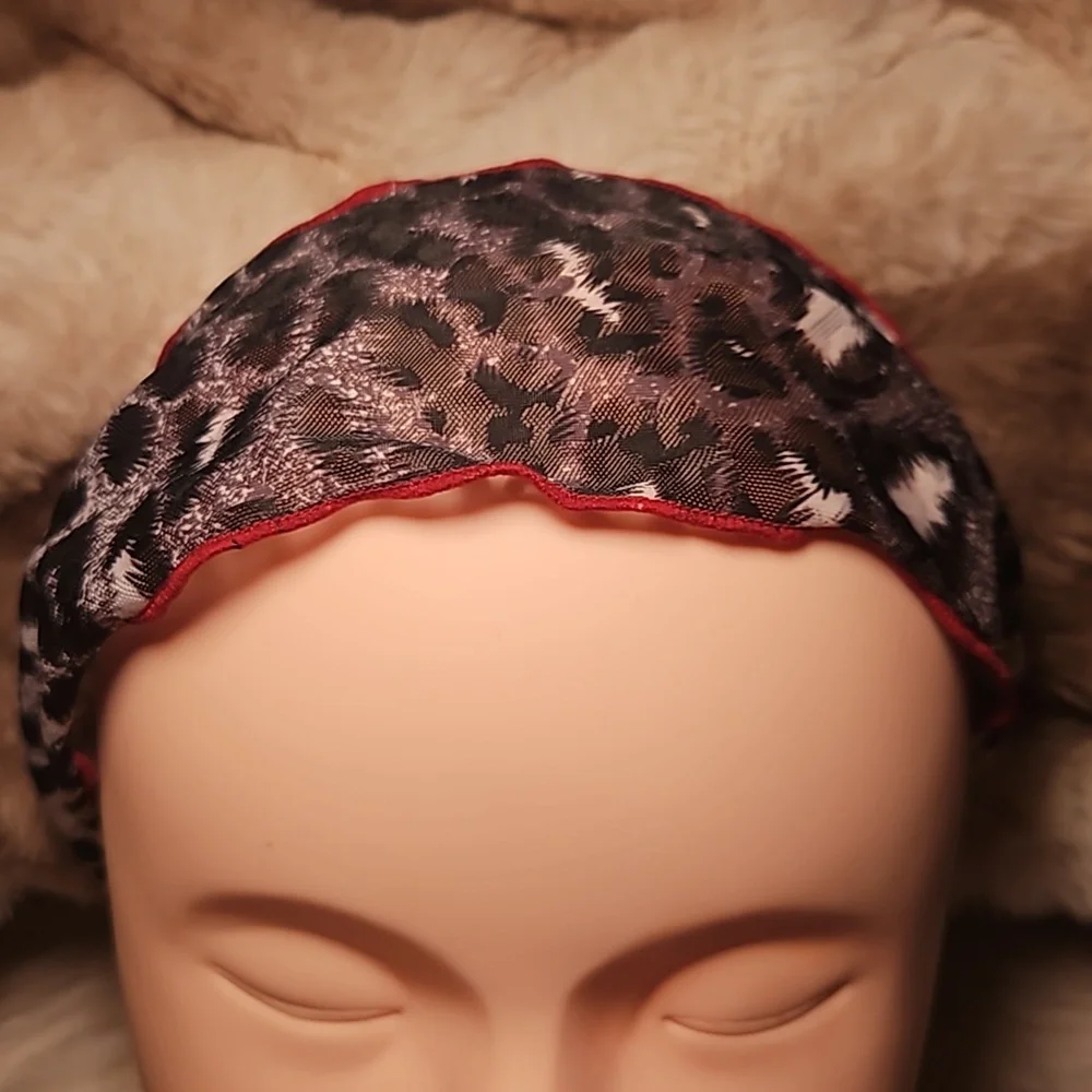 Sheer Leopard Print Headband with Red Outline